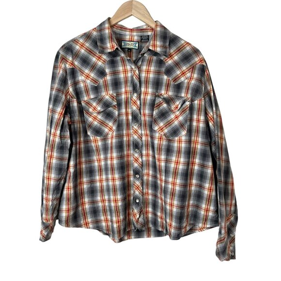 Shyanne Womens Plaid Cotton Pearl Snap Western Button Down Shirt Plus size 2X - Picture 1 of 9